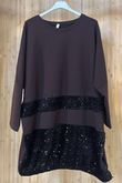 Oscar Immy Sequin Panel Sweatshirt Tunic Chocolate